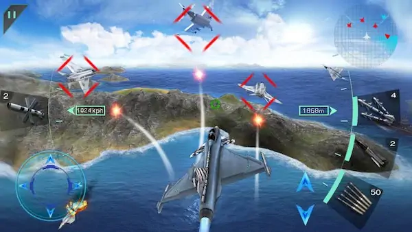 Скачать Воздушные битвы 3D [Взлом на монеты и МОД Меню] версия 0.3.9 на Андроид