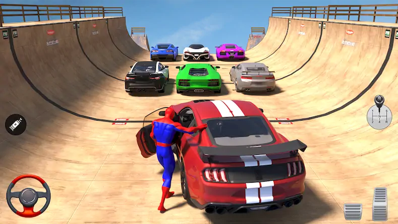 Скачать Superhero Car: Mega Ramp Games [Взлом Бесконечные монеты и МОД Меню] версия 2.1.6 на Андроид