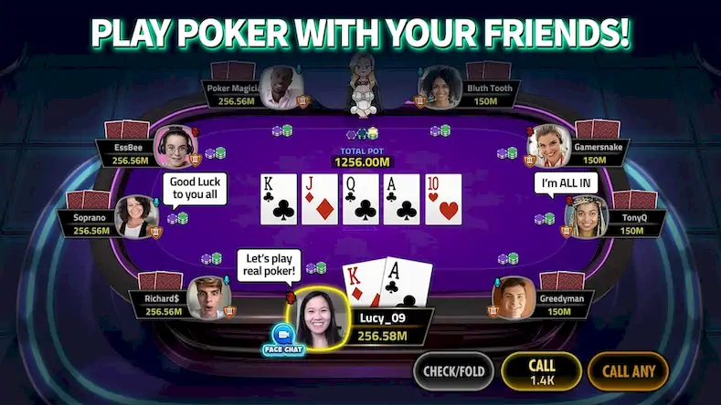 Скачать House of Poker - Texas Holdem [Взлом Много монет и МОД Меню] версия 2.8.3 на Андроид