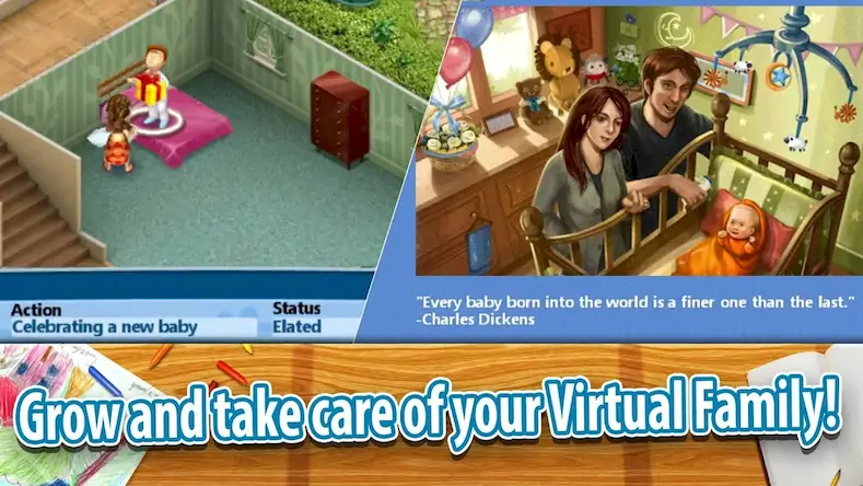 Скачать Virtual Families 2 [Взлом Много денег и МОД Меню] версия 0.3.7 на Андроид