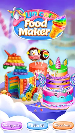 Скачать Unicorn Cake Maker-Bakery Game [Взлом Много монет и МОД Меню] версия 1.1.6 на Андроид