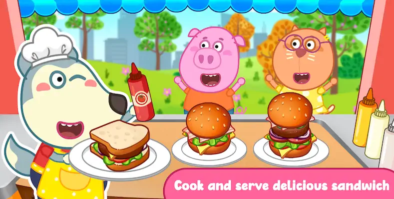 Скачать Wolfoo Cooking Game - Sandwich [Взлом Бесконечные деньги и МОД Меню] версия 0.1.8 на Андроид