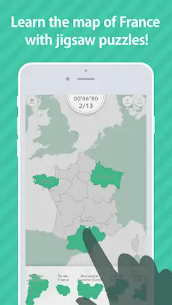 Скачать E. Learning France Map Puzzle [Взлом Бесконечные монеты и МОД Меню] версия 1.3.4 на Андроид