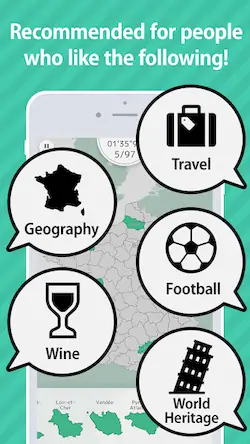 Скачать E. Learning France Map Puzzle [Взлом Бесконечные монеты и МОД Меню] версия 1.3.4 на Андроид