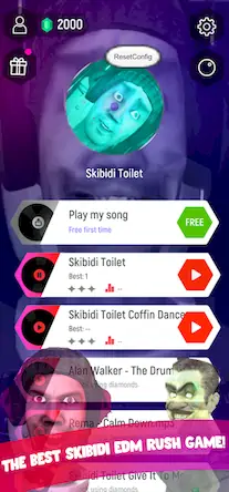 Скачать Skibidi Toilet Music Tiles Hop [Взлом Бесконечные деньги и МОД Меню] версия 1.2.8 на Андроид