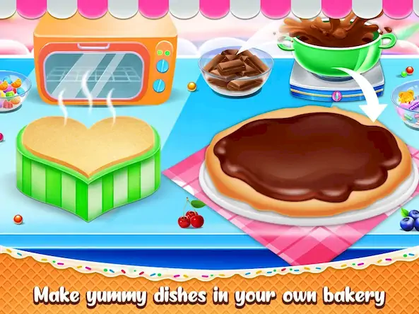 Скачать Сладкий пирог единорог пекарн [Взлом Много денег и МОД Меню] версия 0.6.9 на Андроид