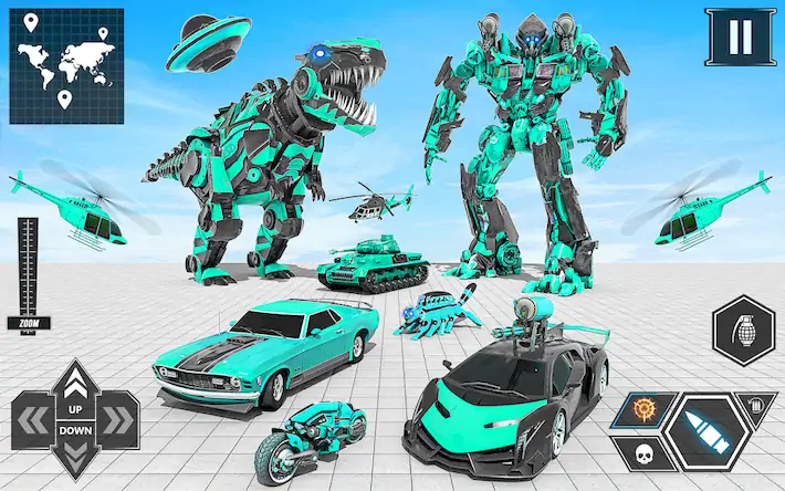 Скачать Dino Robot Car Transform 3DWar [Взлом Много денег и МОД Меню] версия 0.9.2 на Андроид