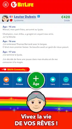 Скачать BitLife Français [Взлом Много монет и МОД Меню] версия 0.7.5 на Андроид