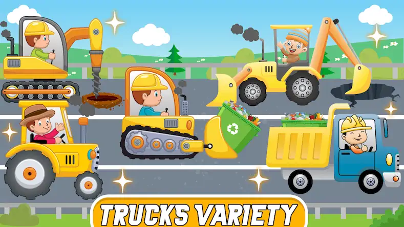 Скачать Kids Construction Trucks Games [Взлом Много денег и МОД Меню] версия 1.8.9 на Андроид