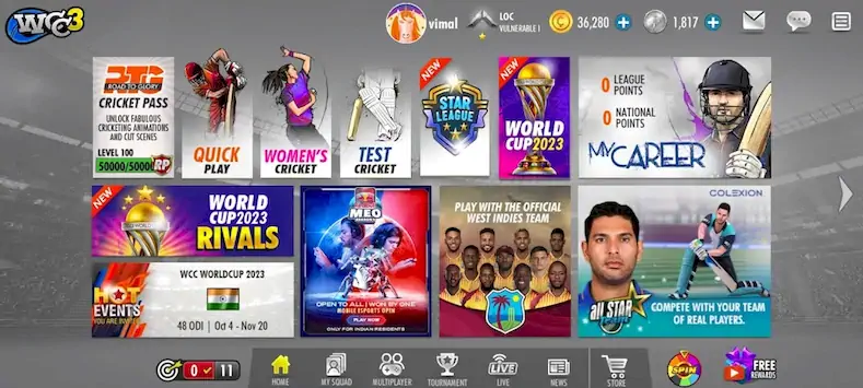 Скачать World Cricket Championship 3 [Взлом на деньги и МОД Меню] версия 0.2.3 на Андроид