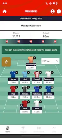 Скачать Dream Team Fantasy Football [Взлом на монеты и МОД Меню] версия 2.6.1 на Андроид