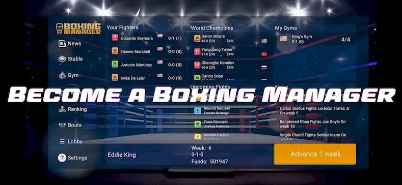 Скачать Boxing Manager [Взлом на деньги и МОД Меню] версия 0.5.2 на Андроид