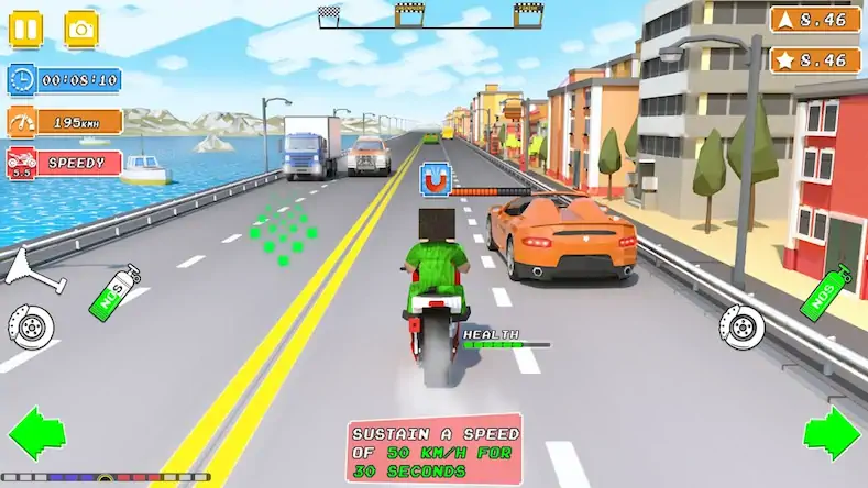 Скачать Blocky Bike Rider: Moto Racing [Взлом Бесконечные монеты и МОД Меню] версия 0.7.1 на Андроид